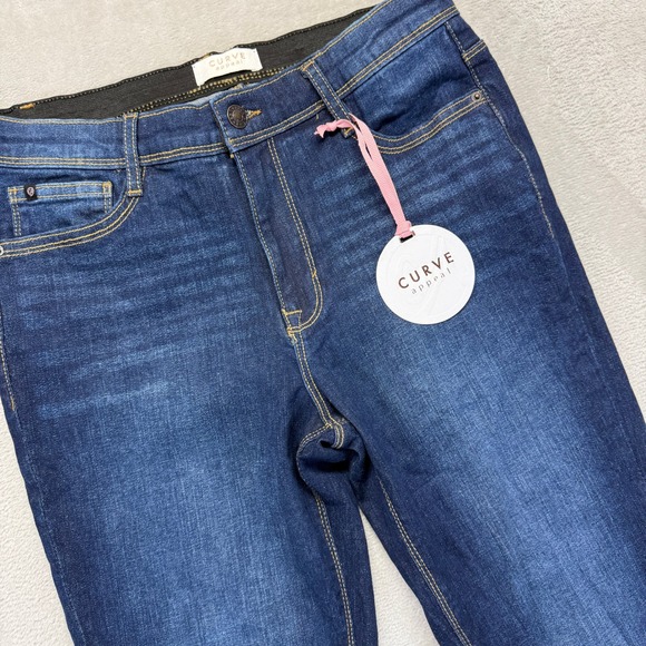 Curve Appeal Jeans Women's 8/29 Skinny Stretch Whiskered Dark Wash Blue Denim - Picture 1 of 13